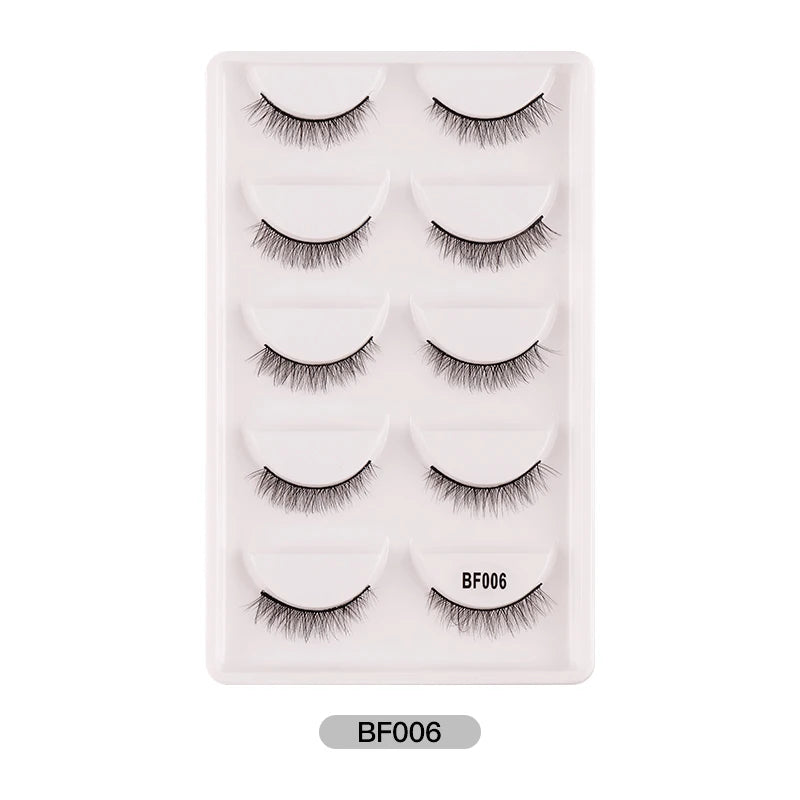New 5Pairs Handmade 3d Mink Lashes Short False Eyelashes Cross Messy Dense Natural Eye Lashes Stage Makeup False Eyelashes E08