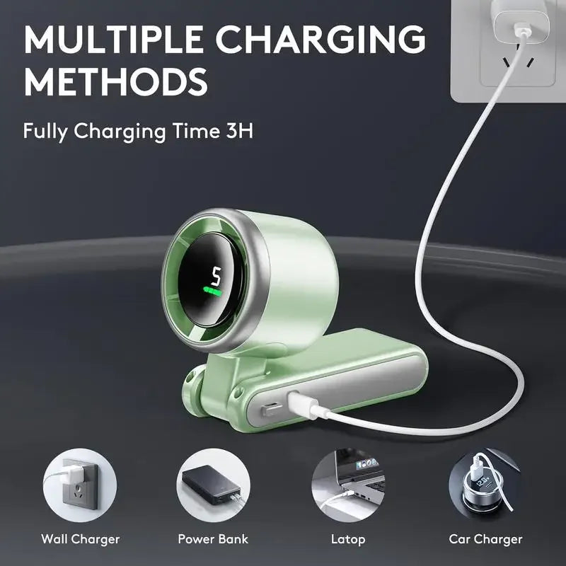 3-in-1 Fan, 5-speed, 3600mAh Rechargeable Lithium Battery, USB Charging, Travel Mini Fan