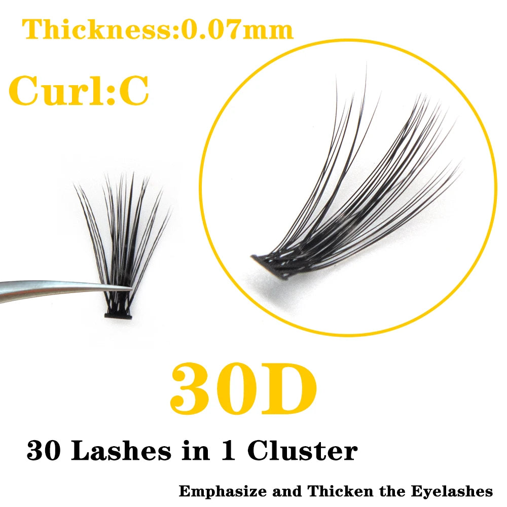 Kimcci 60 Bundles Mink Eyelash Extension Natural 3D Russian Volume Faux Eyelashes Individual 30D Cluster Lashes Makeup Cilia