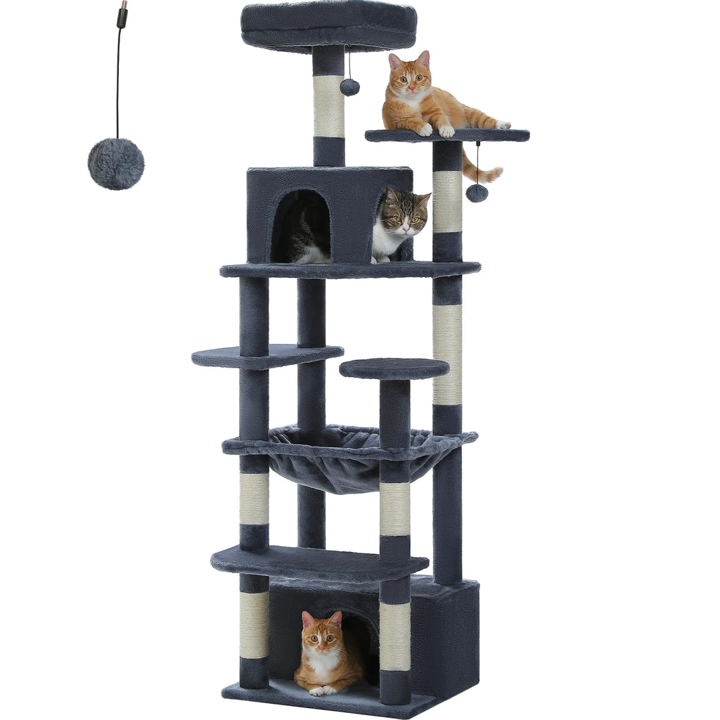 Tall Cat Tree with Scratching Posts Spacious Hammocks Large Condos Large Cat Tower for Indoor Cat Scratcher Cat Toys Accessories
