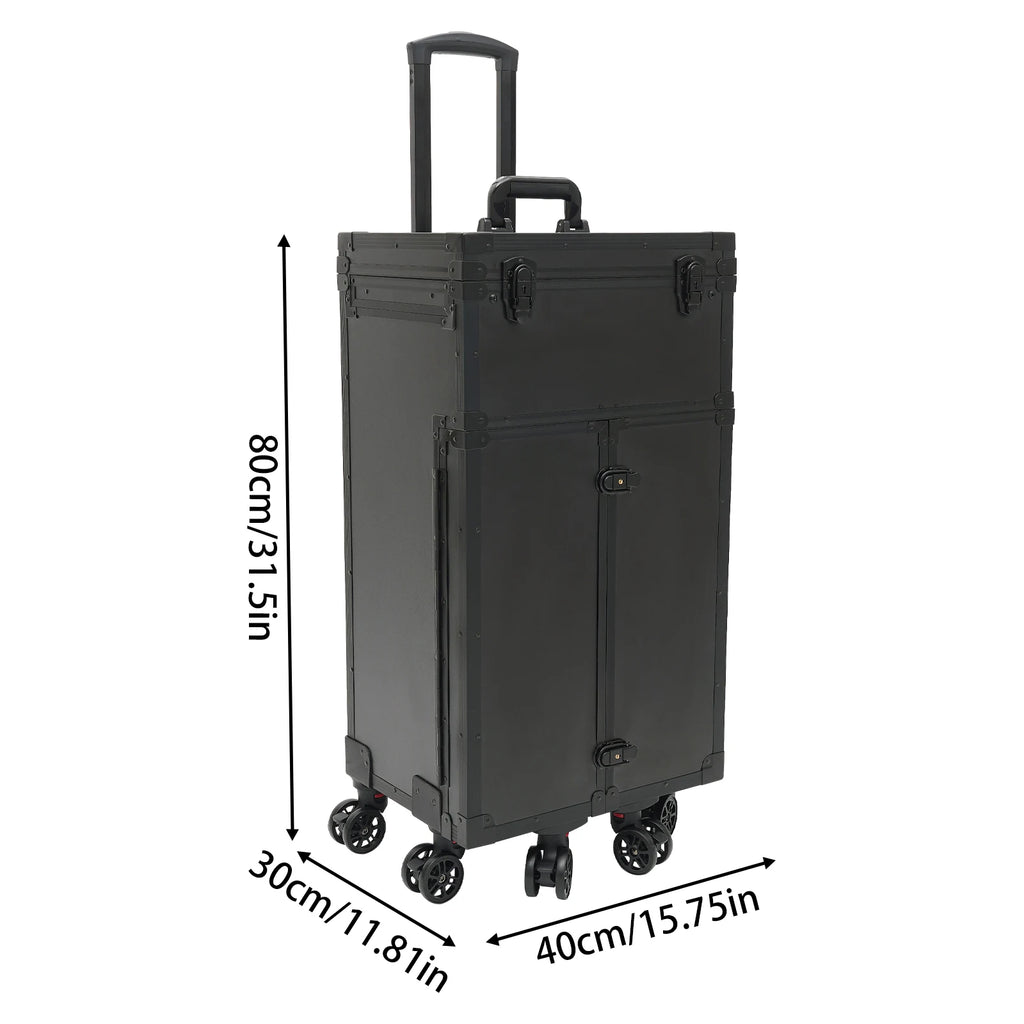 31.15inch Professional Rolling Makeup Case 4 Drawers Pro Makeup Artist Cosmetic Train Case Makeup Organizer Travel Case