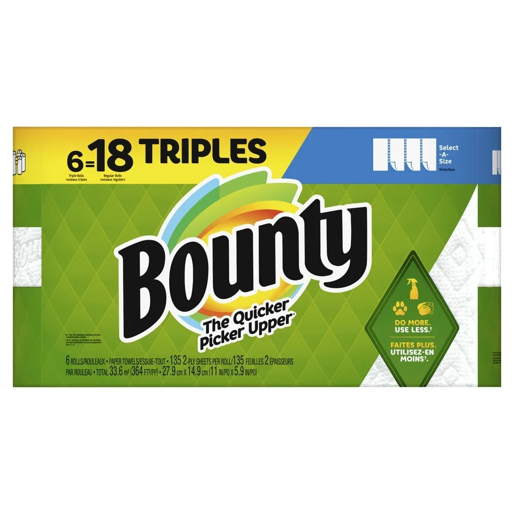 Select-A-Size Paper Towels 6 Triple Rolls Super Absorbent Perforated Paper Towels Quick Mess Cleanup Versatile Half Sheets Ideal