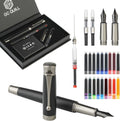 Fountain Pen Set with Fine & Medium Nibs, Includes Ink Cartridges, Converter & Syringe Filler for Writing and Calligraphy