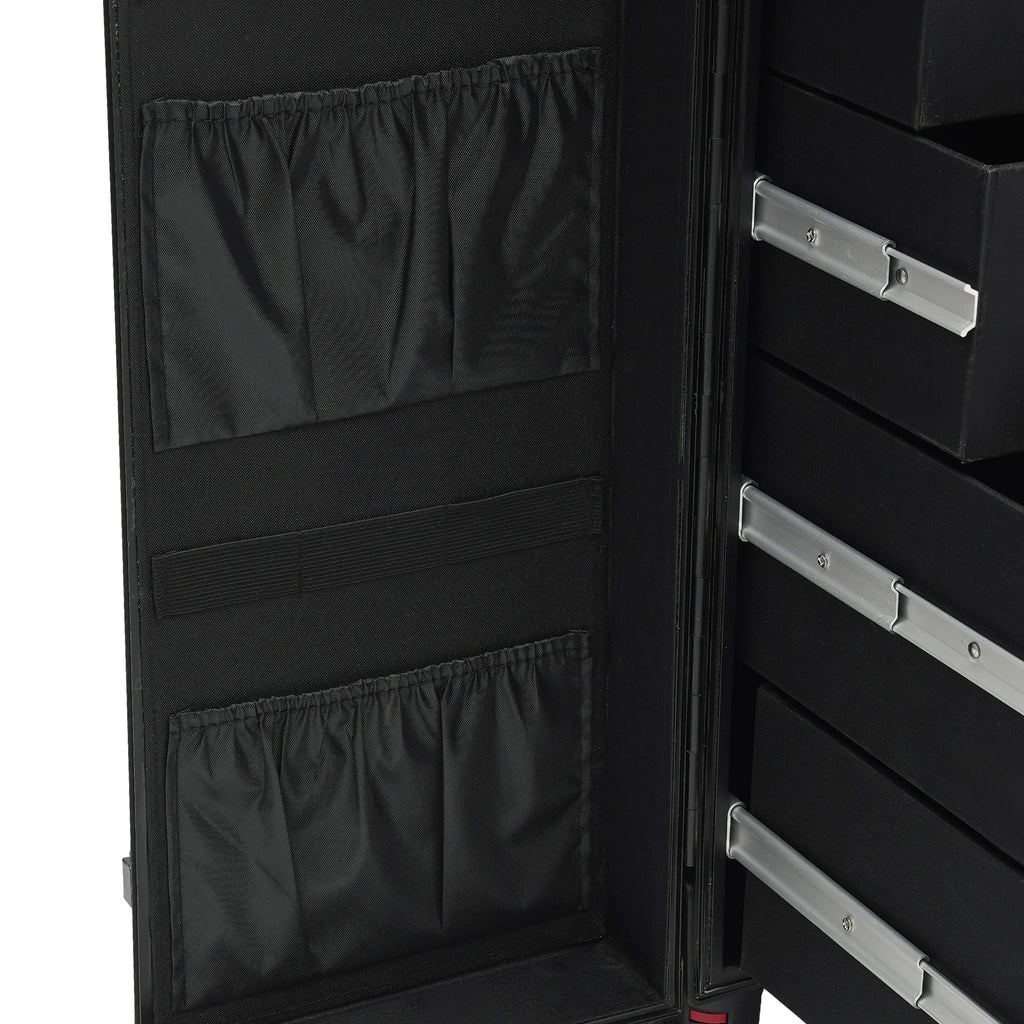 31.15inch Professional Rolling Makeup Case 4 Drawers Pro Makeup Artist Cosmetic Train Case Makeup Organizer Travel Case