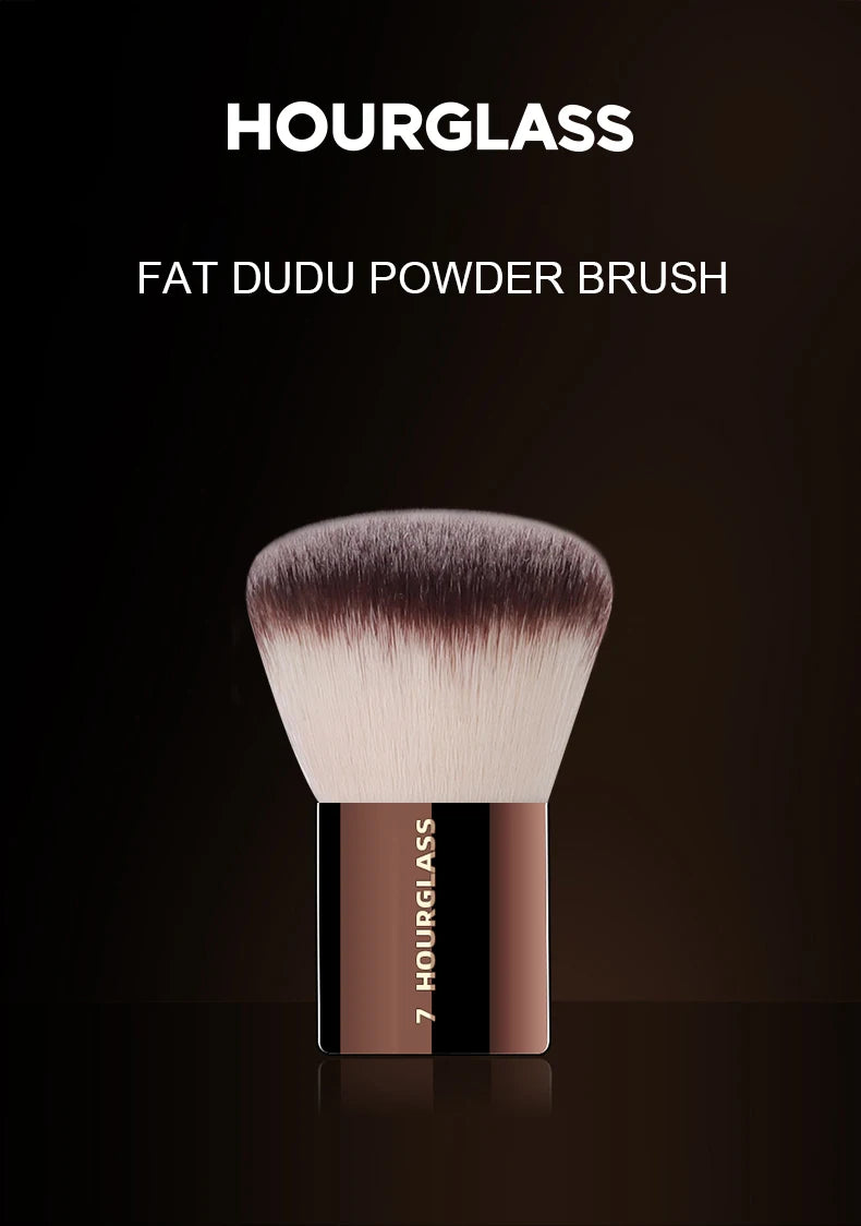 Hourglass Makeup Brush- No.7 Finishing Brush Soft Fiber Hair Portable Powder Brush Fashion Design Single Face Brush