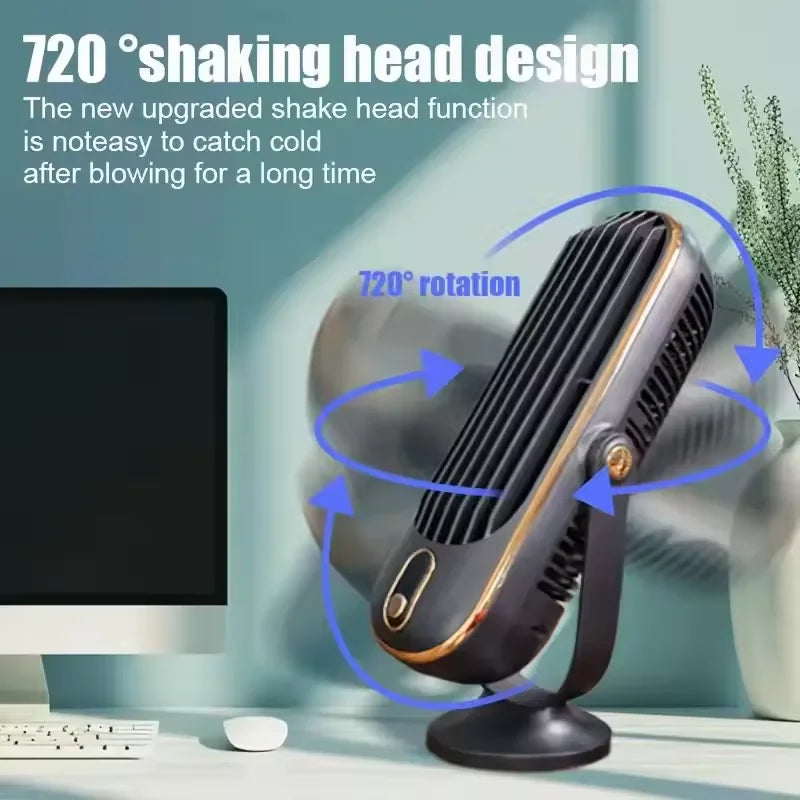 New Upgraded Large Battery Dual Motor Portable Fashion Desk Fan, Office, Travel, Camping, Outdoor RV Portable USB Fan air conditioner bladeless fan