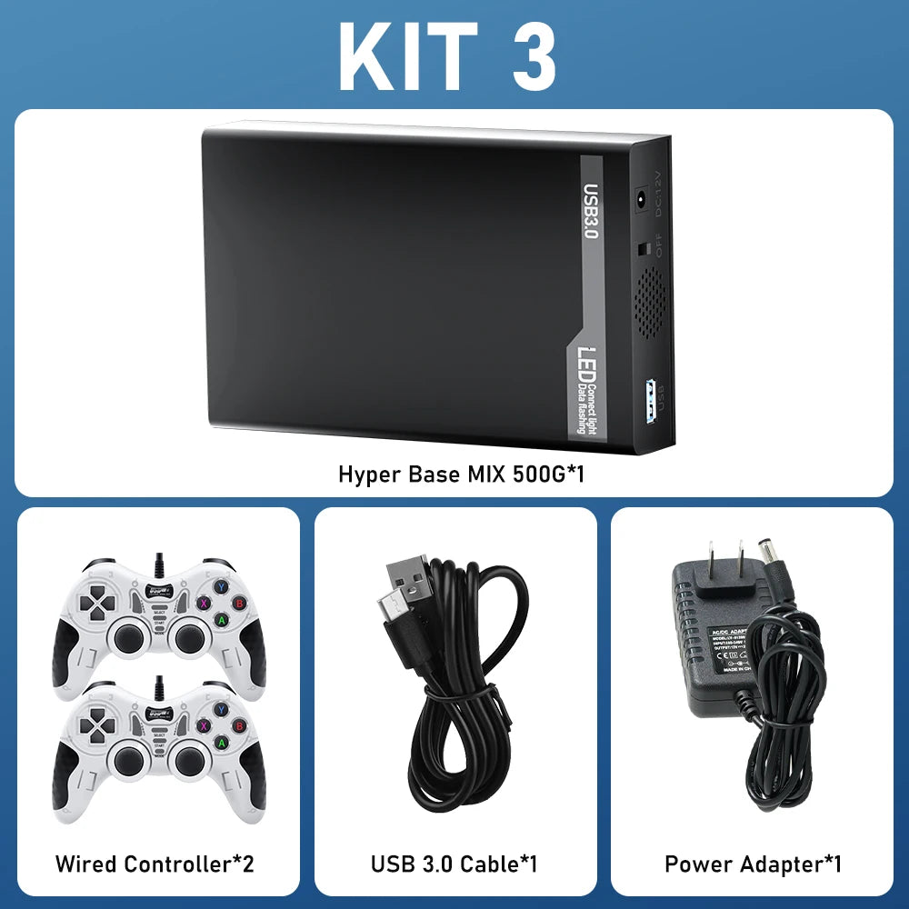 500G Retro Gaming HDD Video Game Console Retrobat＆Playnite＆Launchbox OS for XBOX/PS3/PS2/Switch/Wii/WiiU/DC/NES with 38200+Games