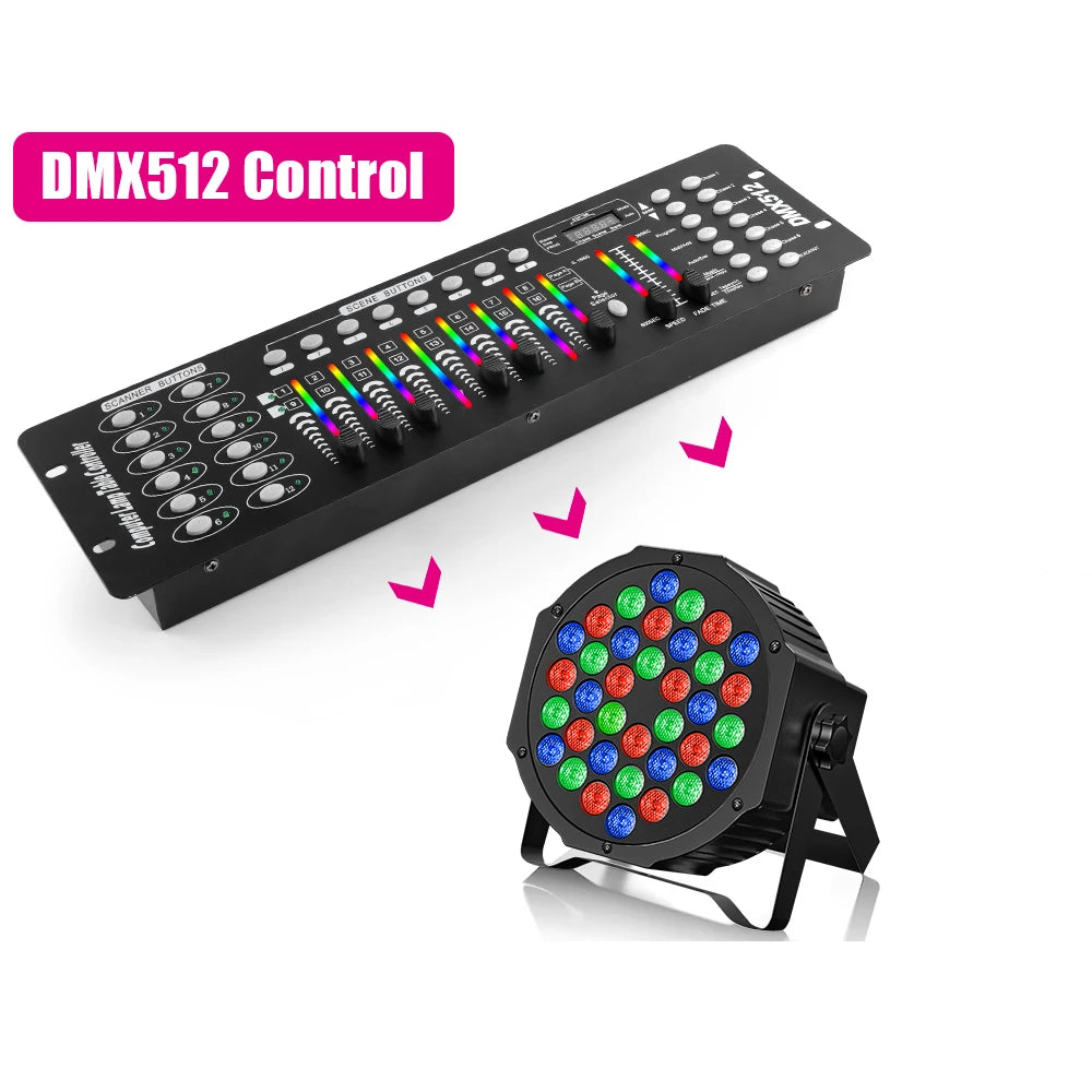 U'King 4PCS 36LED Par Light DMX512 RGB LED Uplights Battery Powered Uplighting Rechargeable Stage Light for DJ Disco KTV Party