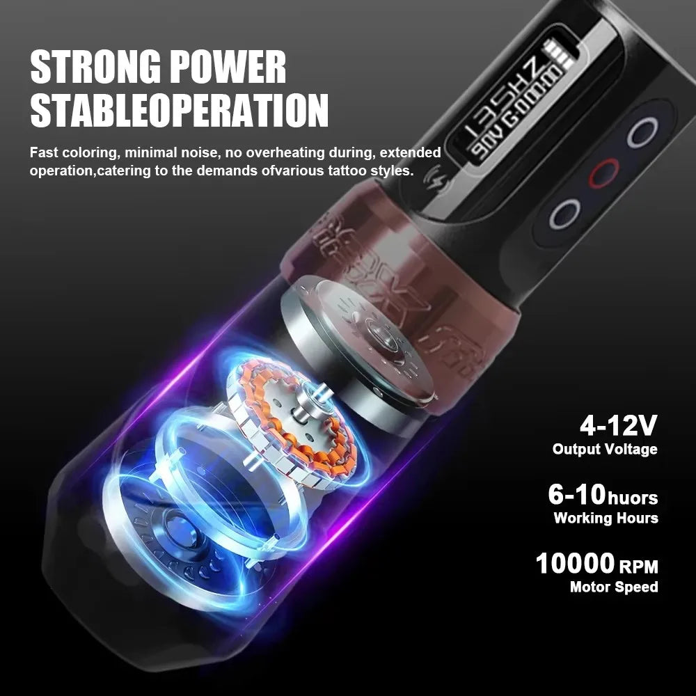 New Professional Tattoo Pen Max Wireless Tattoo Machine with 2Battery Permanent LCD Display Makeup Rotary Tattoo Pen
