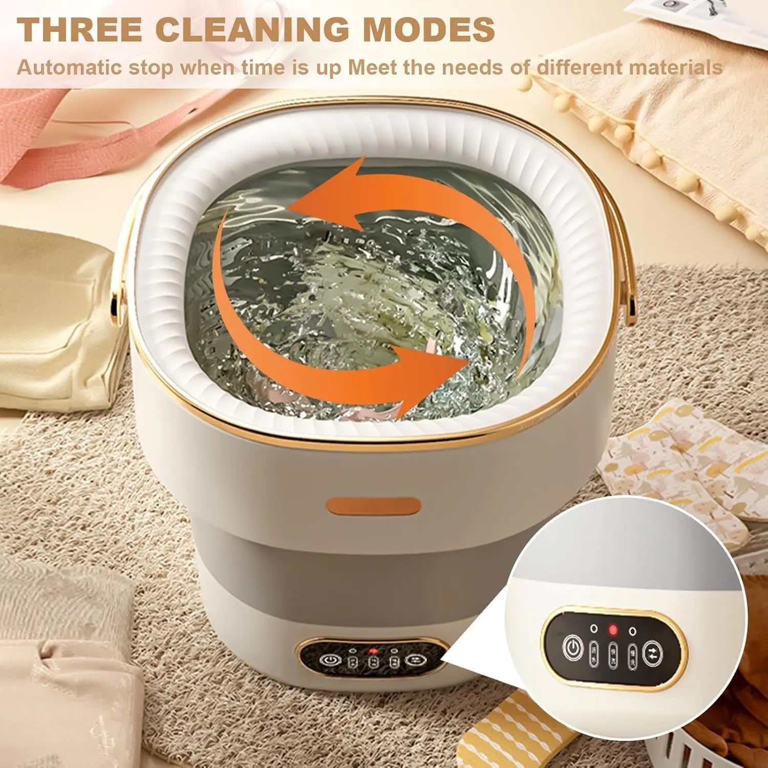 13L Portable Washing Machine for Underwear & Socks, Foldable Mini Washer with 3 Wash Modes and Spin Dryer, for RV and Travel