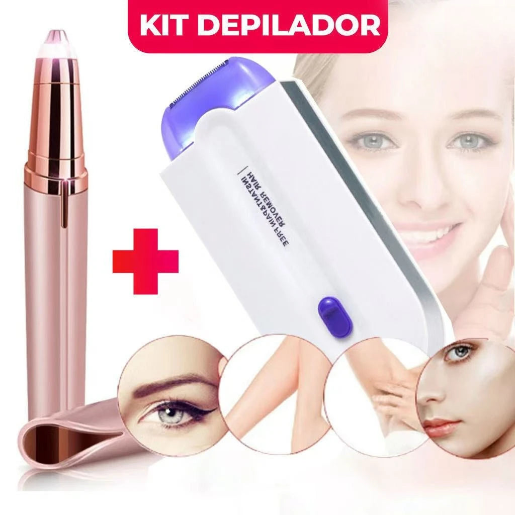 Kit 2 Em 1 Lápis Sobrancelha E Depilador Recarregável Sem Fio Preciso Para Maquiagem Profissional