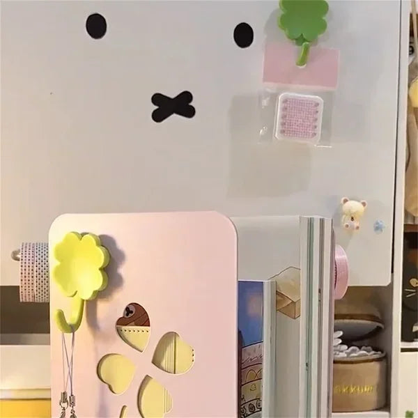 4pcsSet Four-leaf Clover Self-adhesive Hook Punch-free Wall Storage Hook for Study Dormitory Storage Supplies Student Stationery
