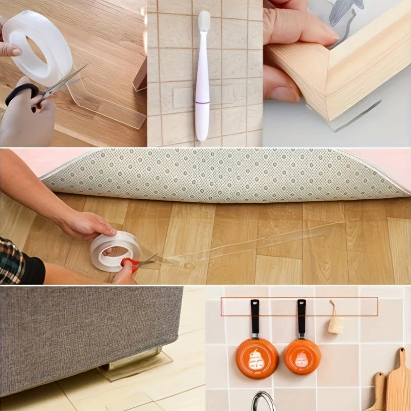 3roll Powerful Adhesive Nano Double-Sided Tape,Reusable,Residue-Free,And Washable.Suitable for Home,Office,And Car Use