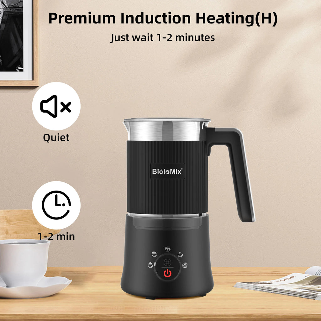 BioloMix 5-in-1 Detachable Milk Frother and Steamer，Automatic Hot/Cold Foam and Hot Chocolate Maker ,Dishwasher Safe