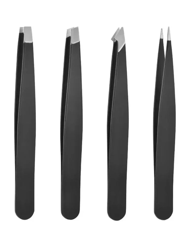 Professional Stainless Steel Precision Tweezer - Slant Tip Hair Plucker for Easy Grooming Brow Clips Removal Makeup Tools