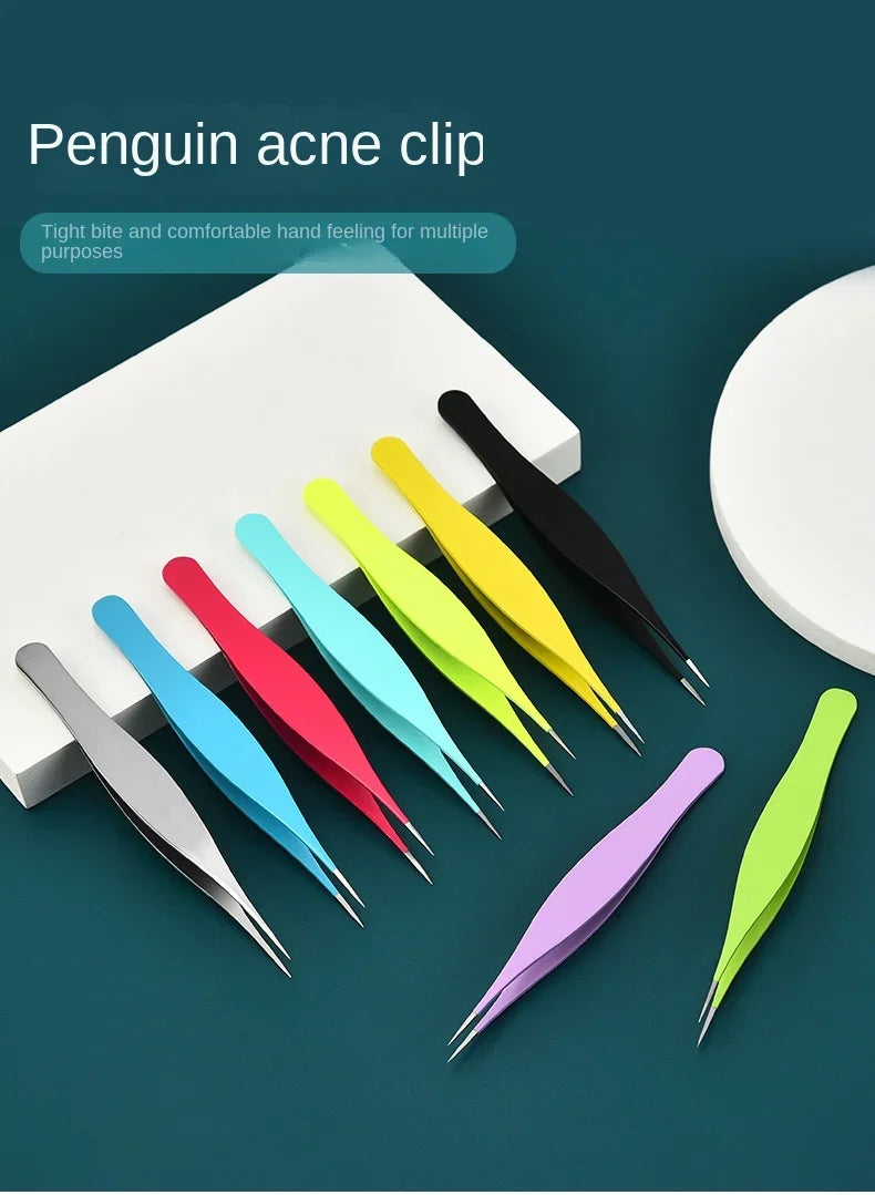 New Super Pointed Acne Clip Acne Needle Grafting Eyelash Clip Blackhead Clip Fake Eyelash Tweezers Feauty Tool  Lash Tweezers