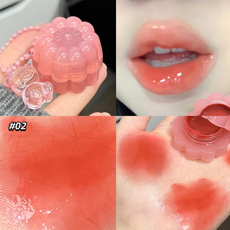 QIBEST Moisturizing Mirror Lipgloss Lip and Cheek Dual-Purpose Gel Jelly Water-Glow Colorful Lip Cheek Blush Cream Lip Stain