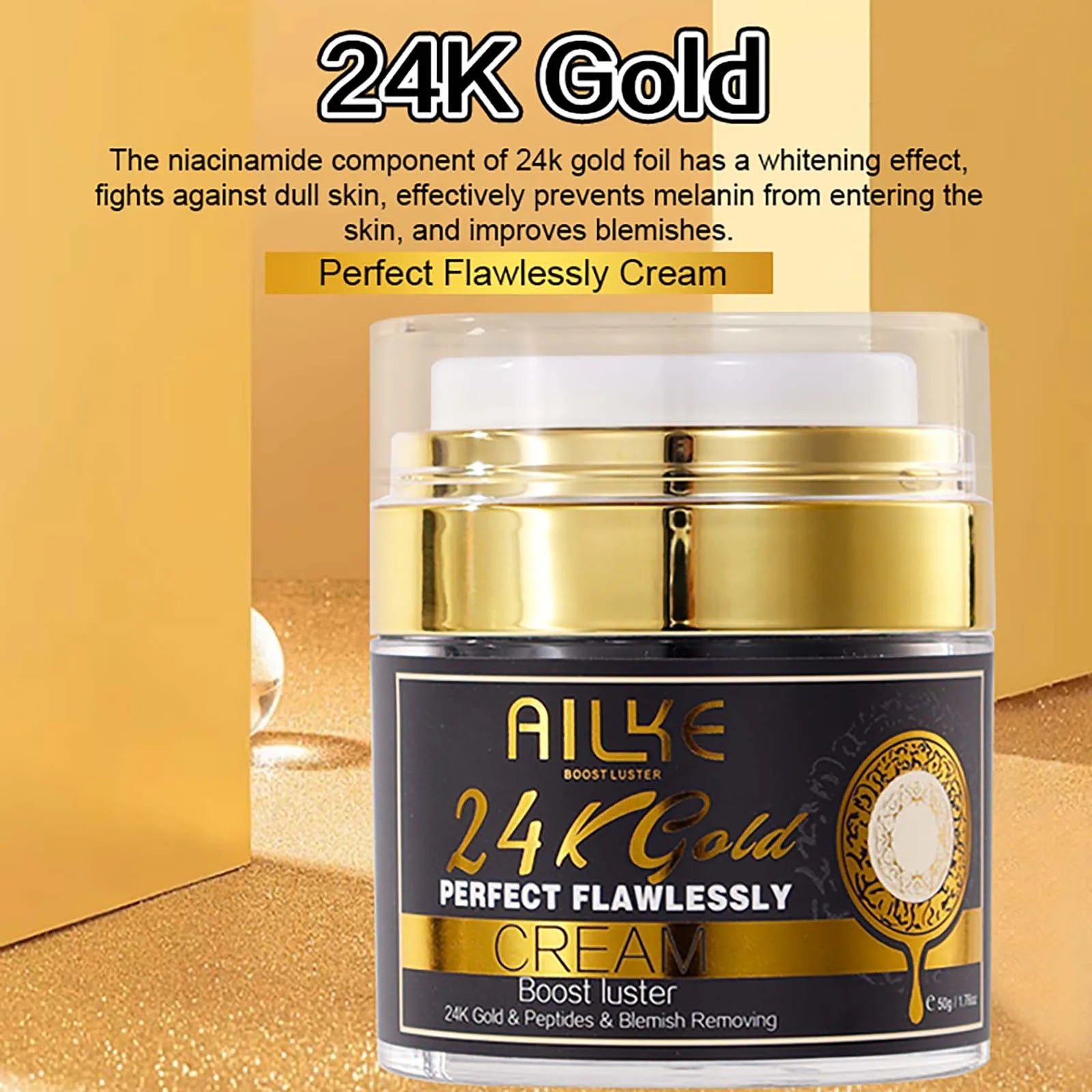 AILKE 24K Whitening Skin Set, Lightening, Remove Black Spots, Melanin, Stains, Even Skin Tone, Moisturizing, for All Skin Types