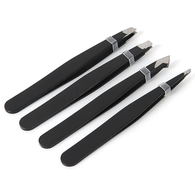 Professional Stainless Steel Precision Tweezer - Slant Tip Hair Plucker for Easy Grooming Brow Clips Removal Makeup Tools