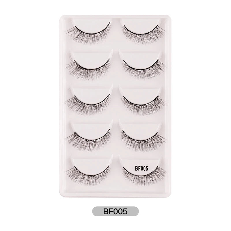 New 5Pairs Handmade 3d Mink Lashes Short False Eyelashes Cross Messy Dense Natural Eye Lashes Stage Makeup False Eyelashes E08