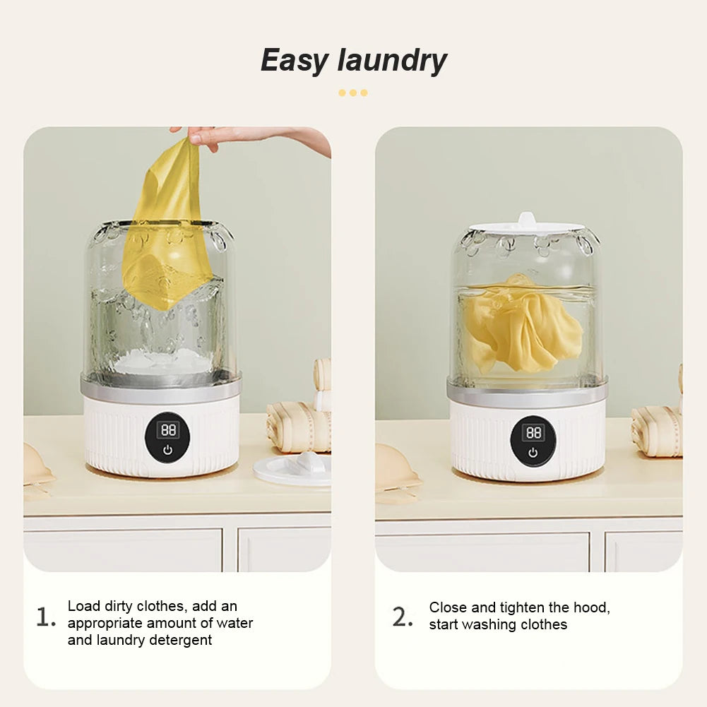 Cordless Small Washing Machine with Laundry Cup Automatic Laundry Cup Mini Special Washer for Travel Home and Dormitory