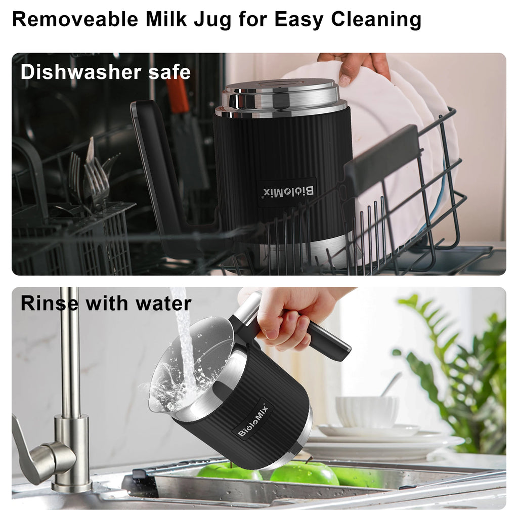 BioloMix 5-in-1 Detachable Milk Frother and Steamer，Automatic Hot/Cold Foam and Hot Chocolate Maker ,Dishwasher Safe