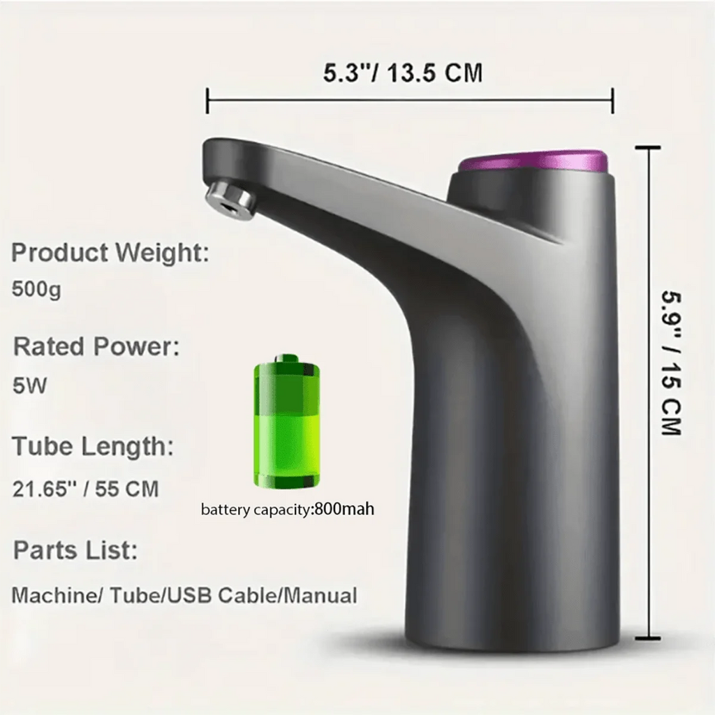 5 Gallon Water Dispenser: USB Rechargeable Kettle Pump-Portable, Automatic And Electric-For Home, Office And Outdoor Use.