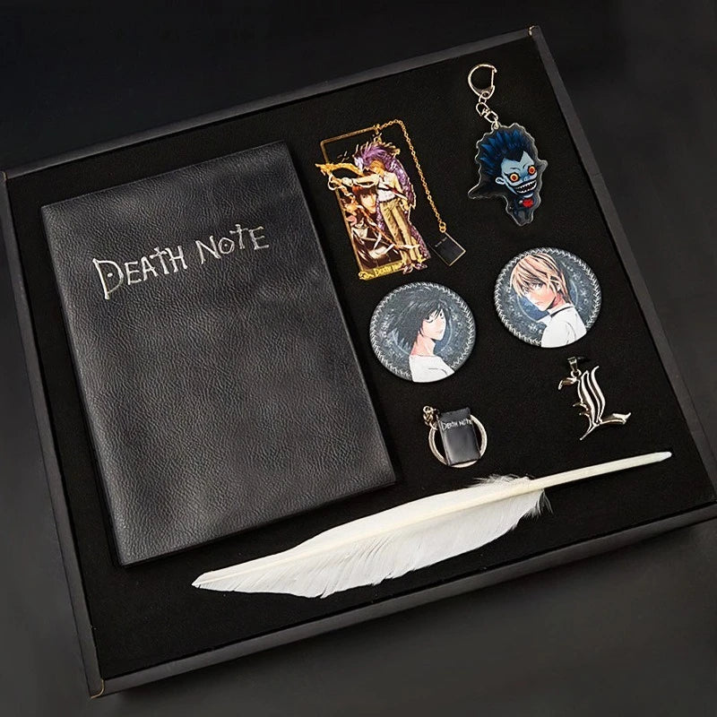 Death Note Notebook Gift Set (8PCS) with Feather Pen Birthday Gifts for Cosplay & Anime Lovers Used As A Diary and Notebook