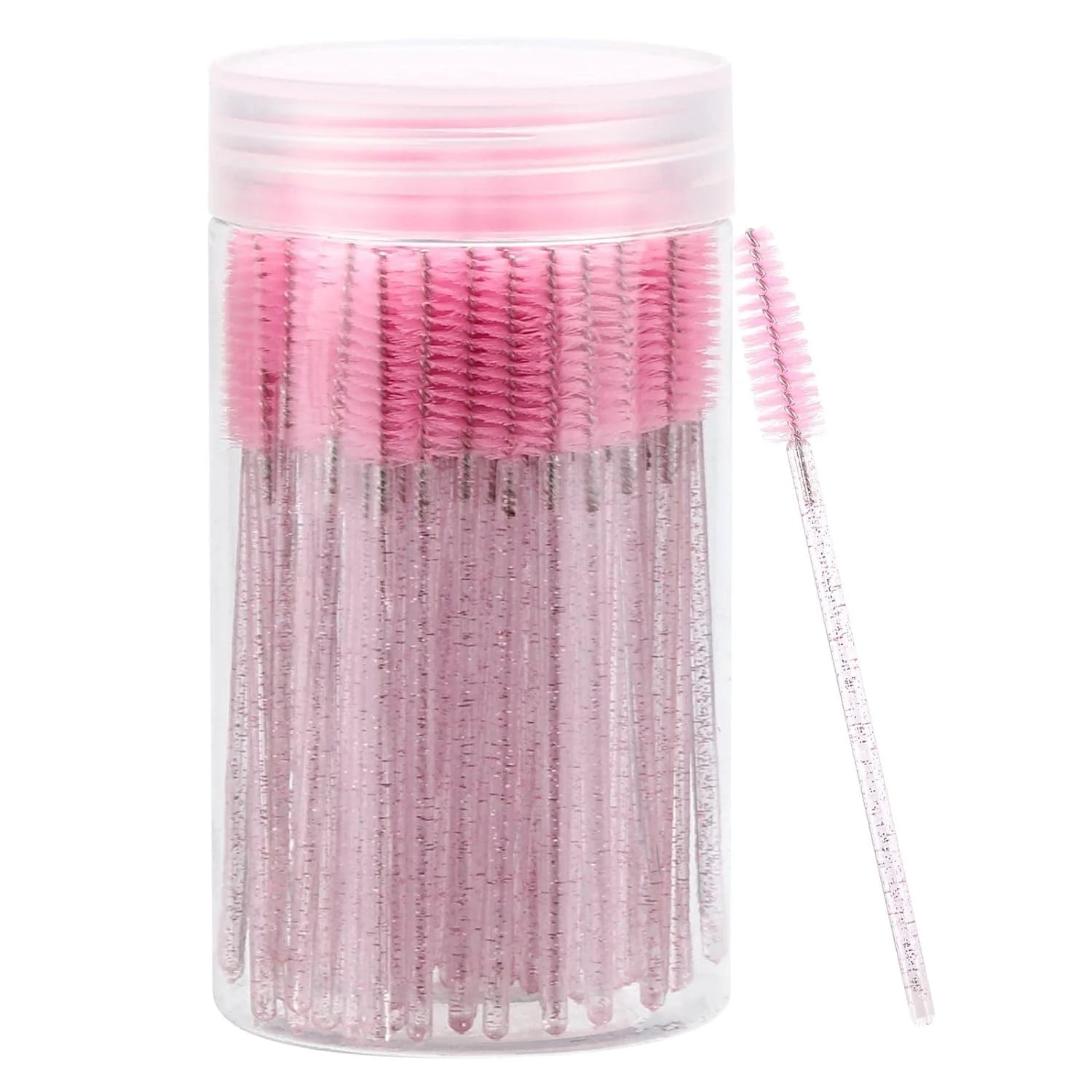 50 disposable eye black sticks, crystal eyebrow bobbin brush for extending eyelashes, mascara brush with container