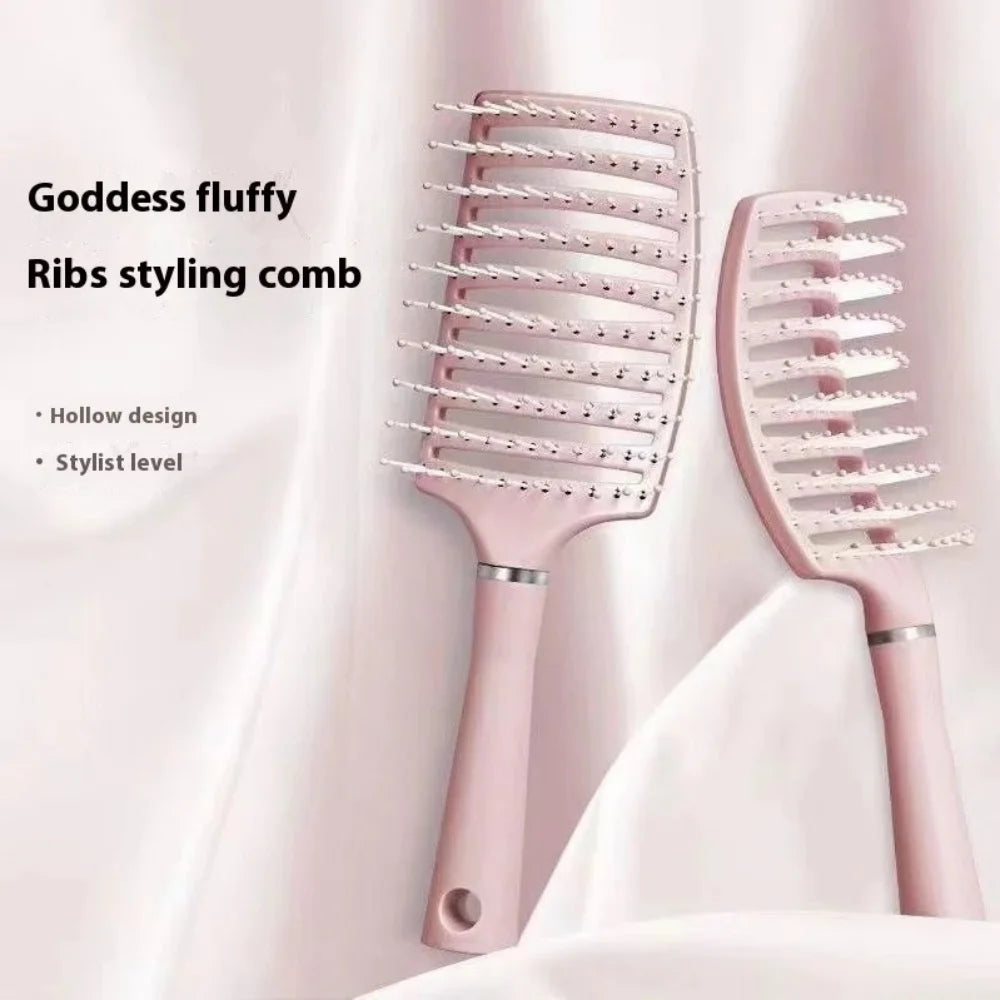 Gentle Pink Hollow Scalp Massage Comb Hairdressing Wide Tooth Hair Comb Wet Curly Massage Brush Barber Styling Hairdressing Tool