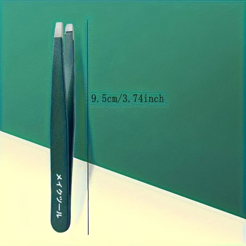 2pcs High Precision Stainless Steel Eyebrow Clip Slanted Tip Tweezers for Hair Removal Beard Removal, False Eyelash Application