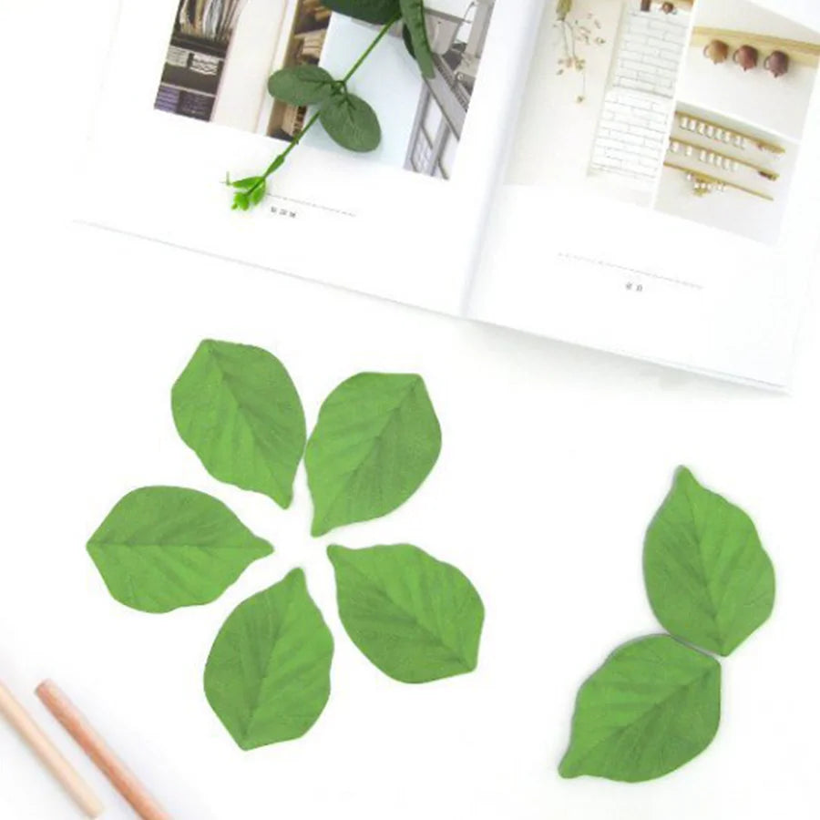 50 Sheets/Pad Creative Green Leaf Shaped Sticky Notepad, Photo Wall Refrigerator Decoration Sticker, Novelty Memo Note Pad for H