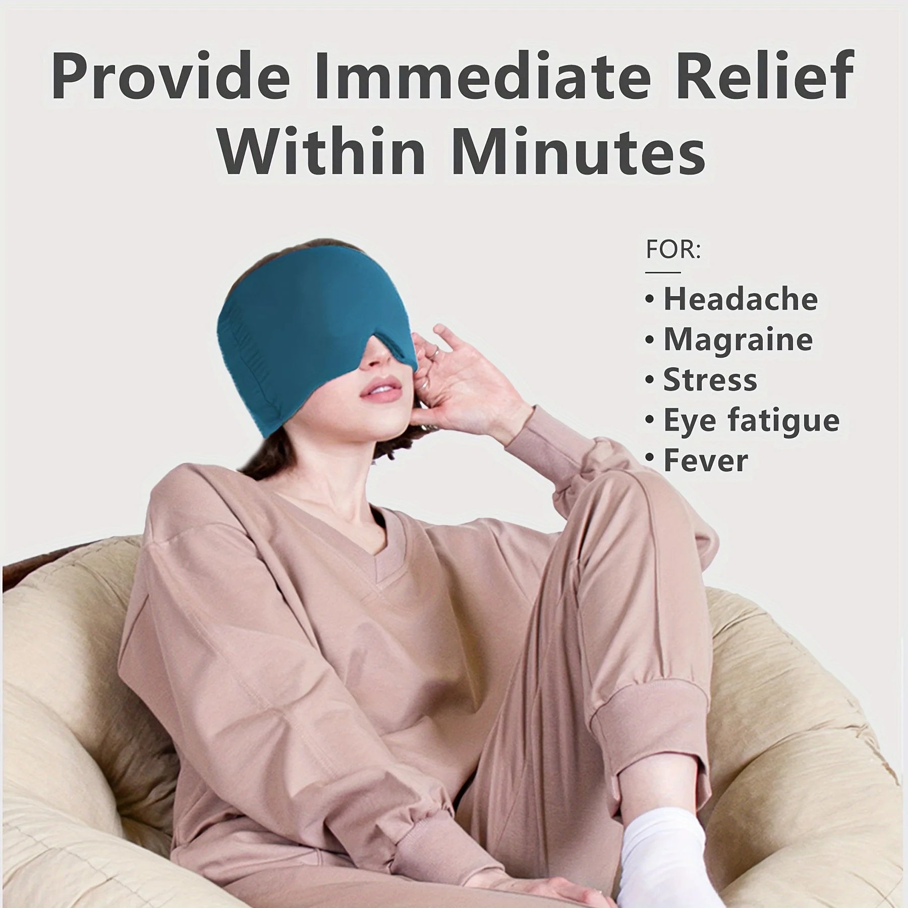 Headache Migraine Relief Cap, Ice Pack Headache Relief, 360 ° Hot Compress/Cold Compress Head Pack to Relieve Stress, Odorless Head Pack to Relieve Tension, Puffy Eyes, and Pressure