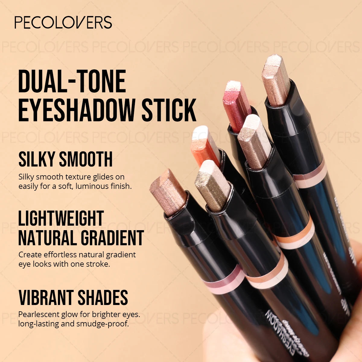 1PC Glitter Double Color Eyeshadow Stick Metallic Gradient Waterproof Two Tone Long Lasting Shimmer Shadow Pen 2 in 1 Eye Makeup