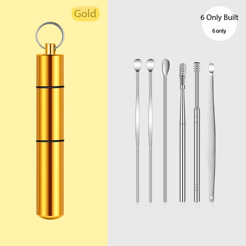 6Pcs Stainless Steel Ear Cleaning Set, Ear Pick Tools with Storage Tube, Professional Ear Wax Remover Kit for Home Use