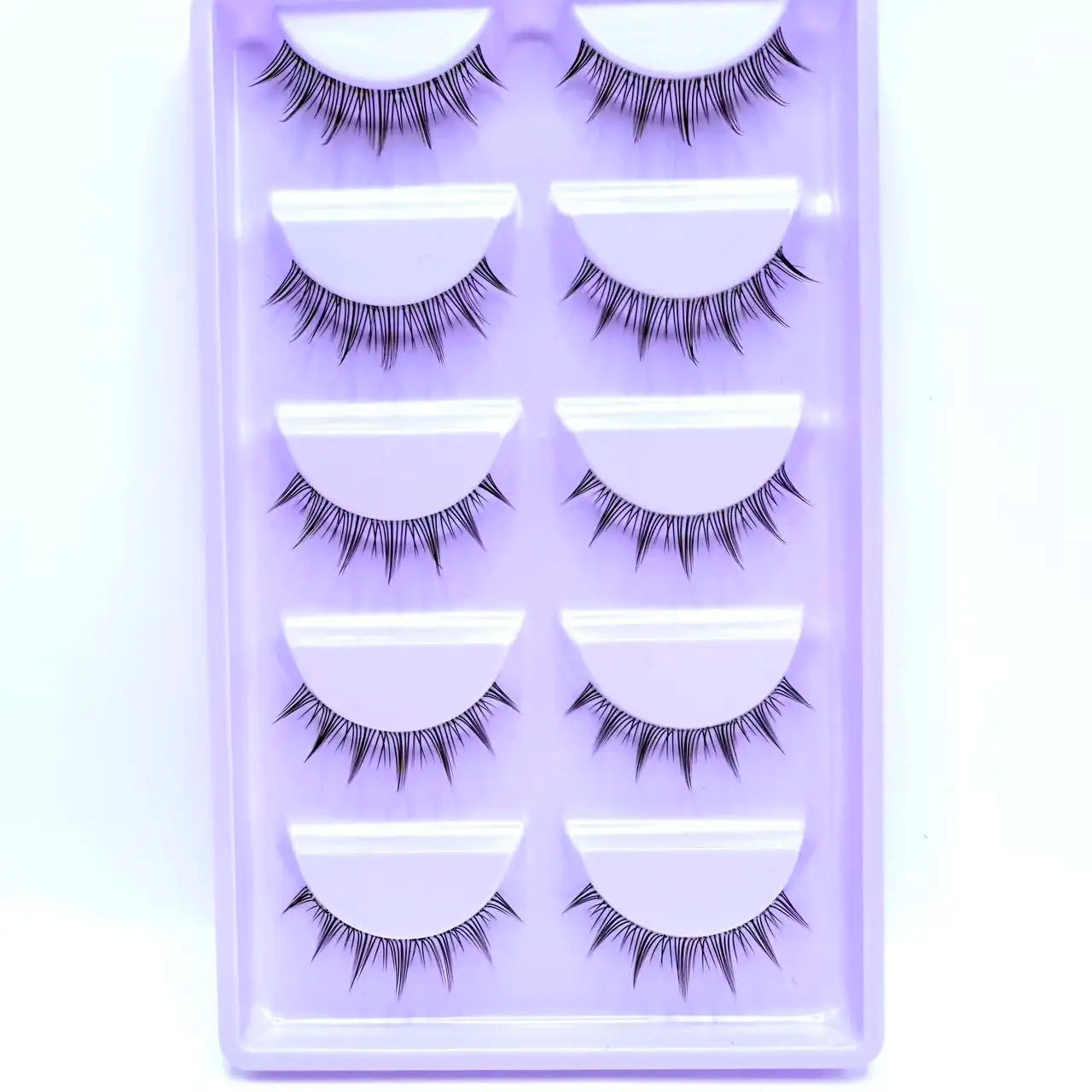 Soft & Natural Eye Enhancement 5 Pairs False Eyelashes  Transparent Stem Soft Natural Strip Lashes