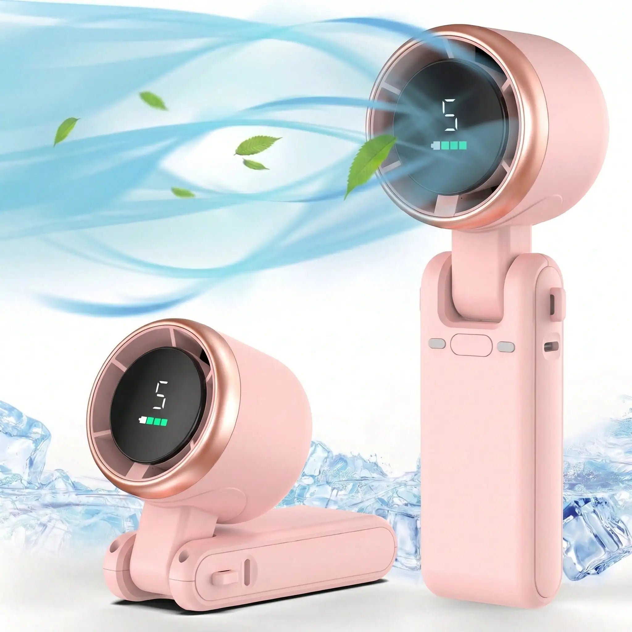Portable Handheld Turbo Fan, 5000mAh Battery Operated, Up To 12 Working Hours, 5 Gear Wind, LED Display, 180-Degree Foldable, 3-In-1 Hand Fan, Rechargeable Stylish Fan With Air-Turbo-Tech Cooling For Outdoor Activities, Trave