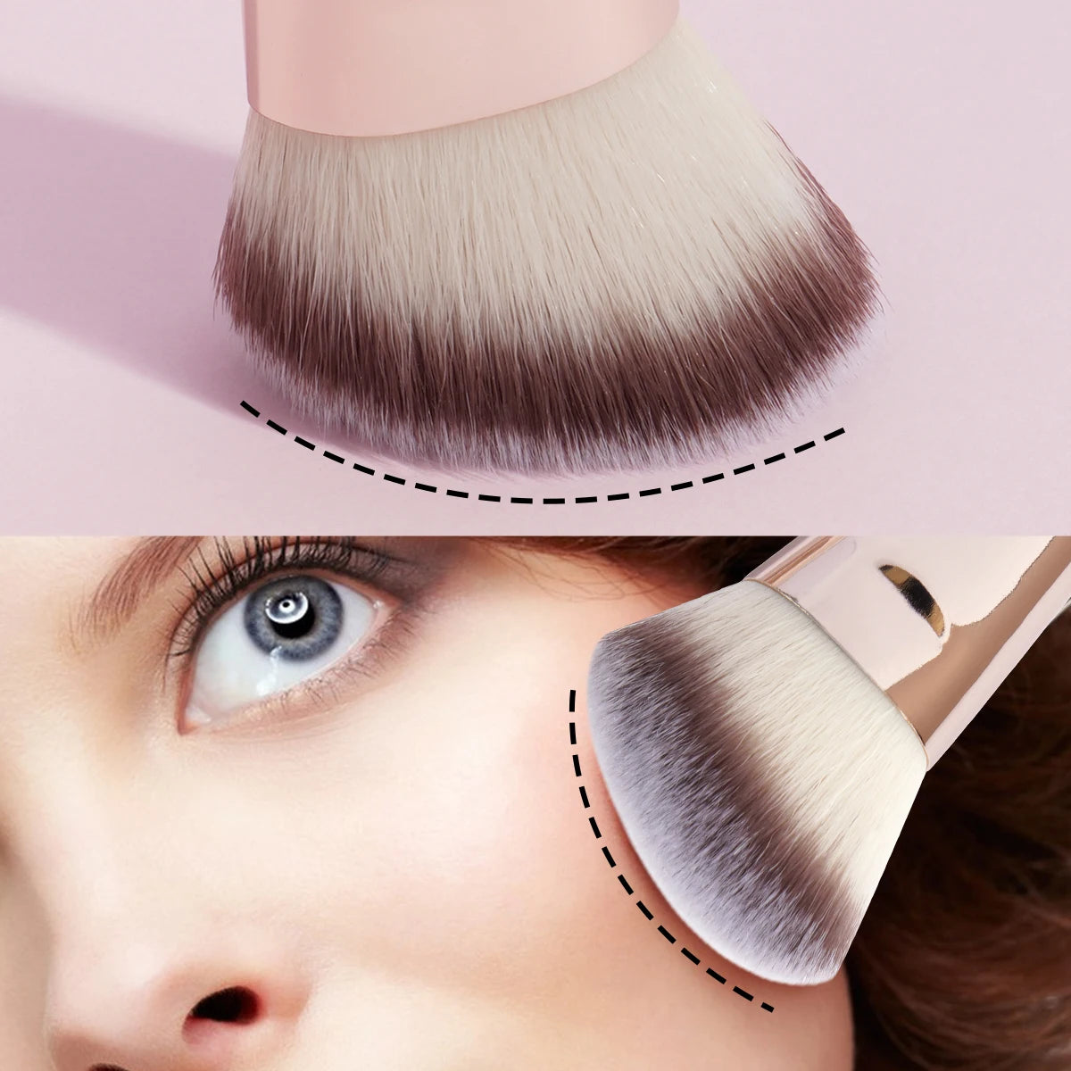 MAANGE 4pcs Dual-ended Basic Makeup Brushes Set with Foundation Powder Blush Details for Eyeshadow Brushes Beginner Travel Tools