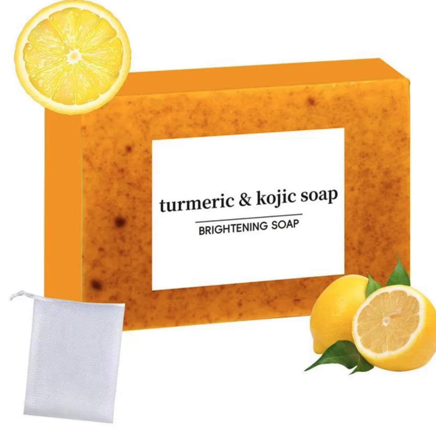 Lemon Turmeric Kojic Soap,Natural Handmade Soapes,Turmeric Soap Bar for Face and Body, Smooth Skin Tumeric Soaps,Deep Cleansing Soaps for Men & Women