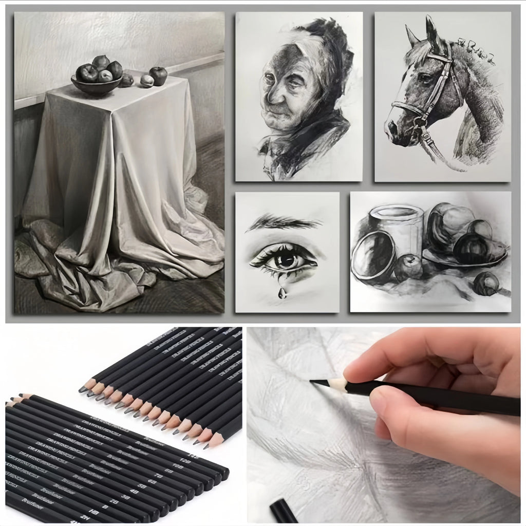 29-Piece Sketching Art Set for Adults - Includes Three Pencil Sketch Books Graphite Pastel Charcoal Drawing Supplies