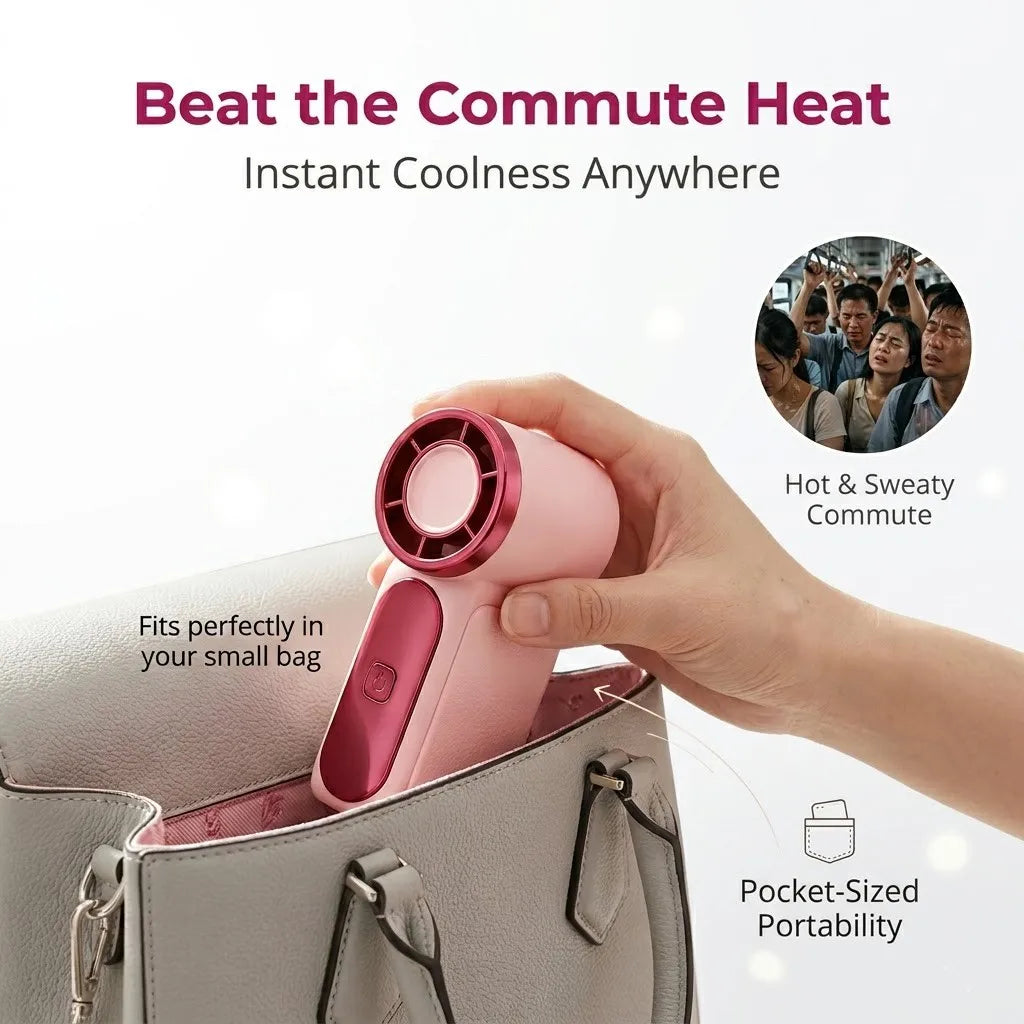 Portable Handheld Mini Fan, 6 Speeds 16900 RPM High Velocity Personal Fan with LED Display, USB Rechargeable, Mini Fan with Lanyard for Makeup, Travel, Outdoor Fan for Women Girl Gift, Pink