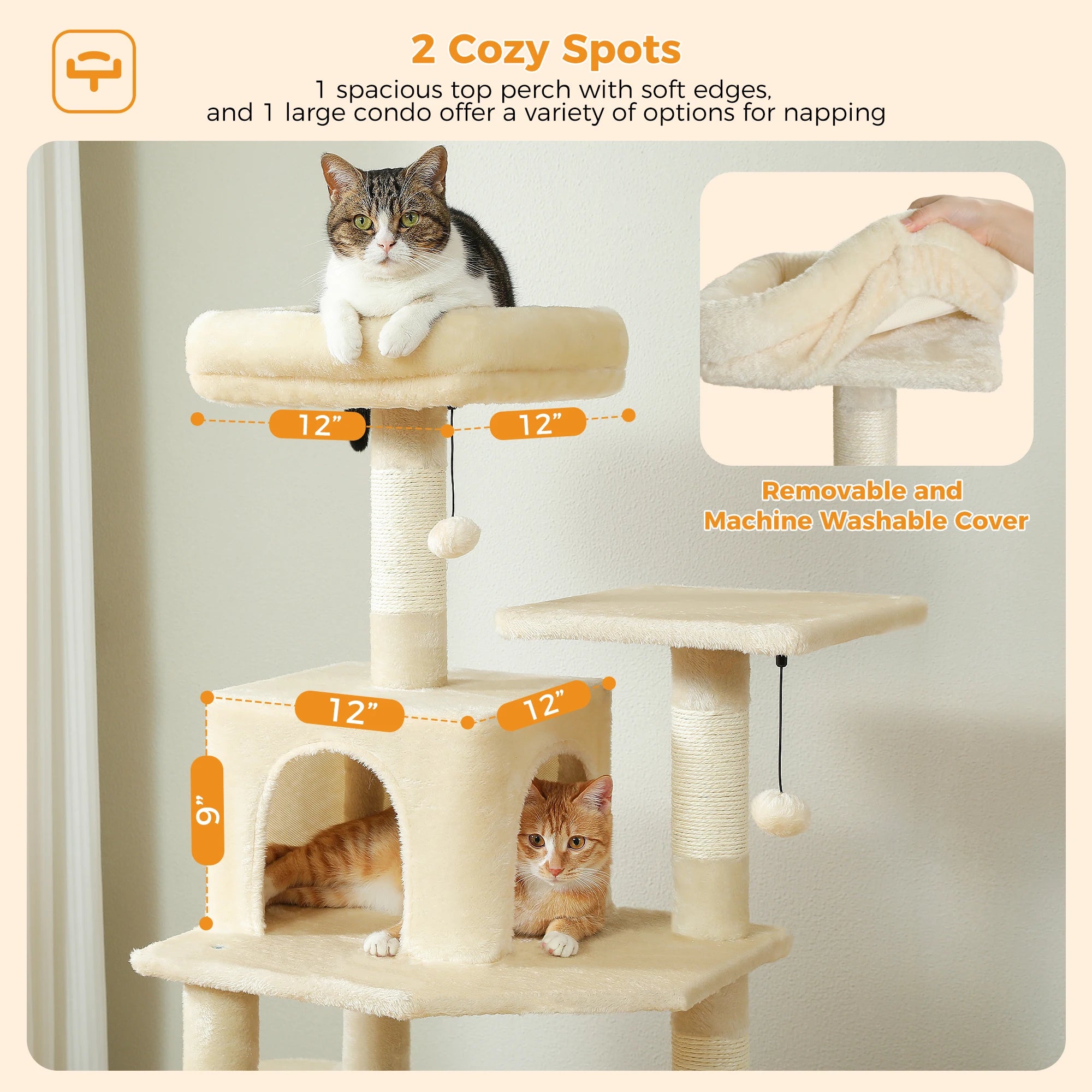 Tall Cat Tree with Scratching Posts Spacious Hammocks Large Condos Large Cat Tower for Indoor Cat Scratcher Cat Toys Accessories