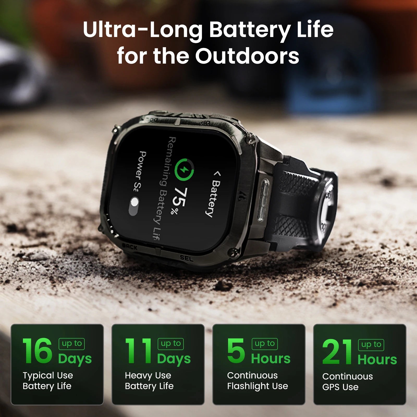 KOSPET TANK M4C Rugged Smartwatch for Men Military-Grade GPS Watch with Flashlight 5ATM Waterproof Health & Fitness Tracker