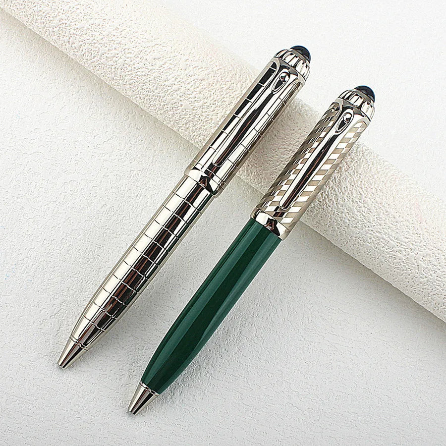 Ballpoint Pens Luxury Writing Stationery High Quality Silver Office Supplies Ink Smooth Rollerball Pen