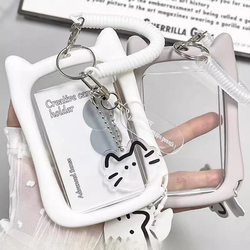 Cute  Photocard Keychain Case - Clear PVC Card Holder with Key Ring for Backpack, Protective Display Sleeve for Idol Photo, Gift for Fans Collectors