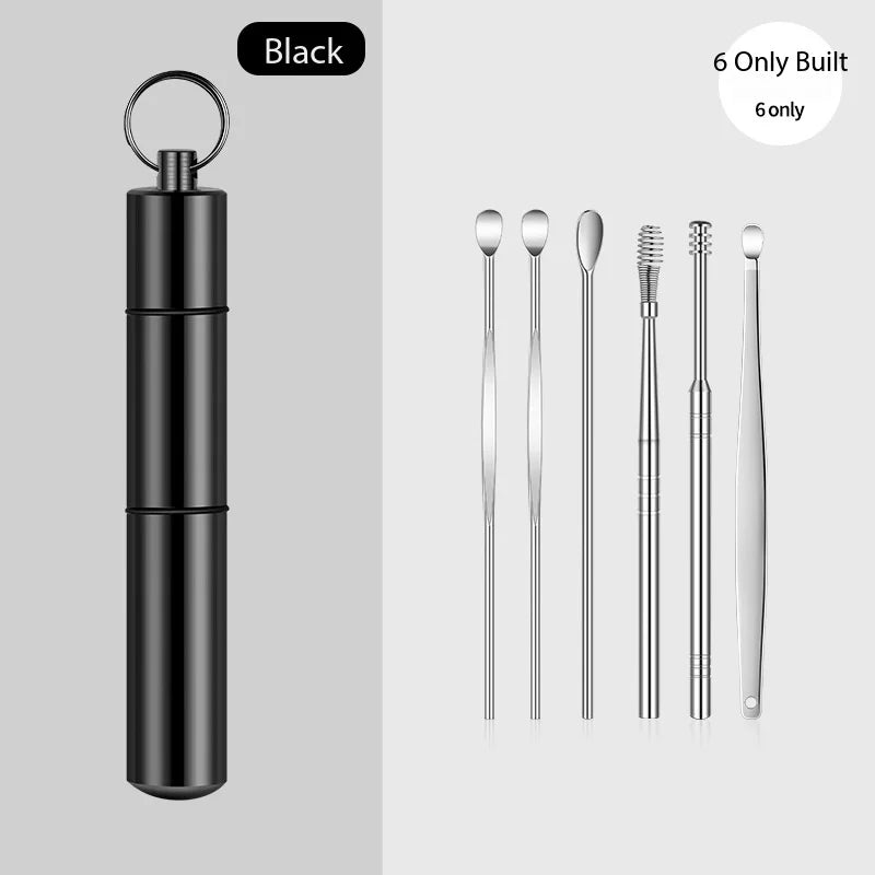 6Pcs Stainless Steel Ear Cleaning Set, Ear Pick Tools with Storage Tube, Professional Ear Wax Remover Kit for Home Use