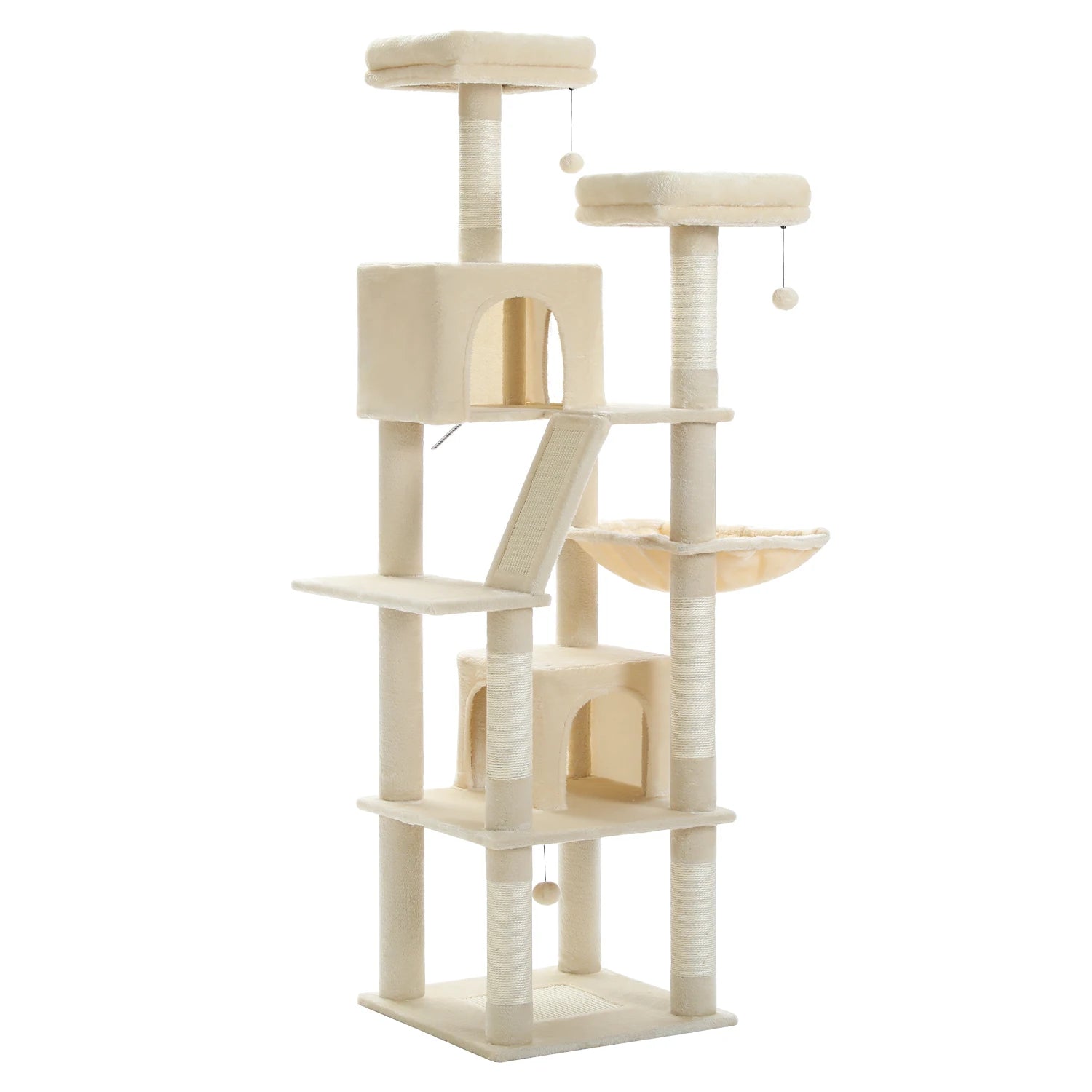 Sturdy Multi-Level Cat Tree Tower with Natural Sisal Scratching Posts,Cozy Hammock&Condo, Large Top Perch, and Fun Dangling Ball