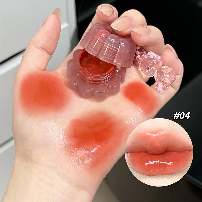 QIBEST Moisturizing Mirror Lipgloss Lip and Cheek Dual-Purpose Gel Jelly Water-Glow Colorful Lip Cheek Blush Cream Lip Stain