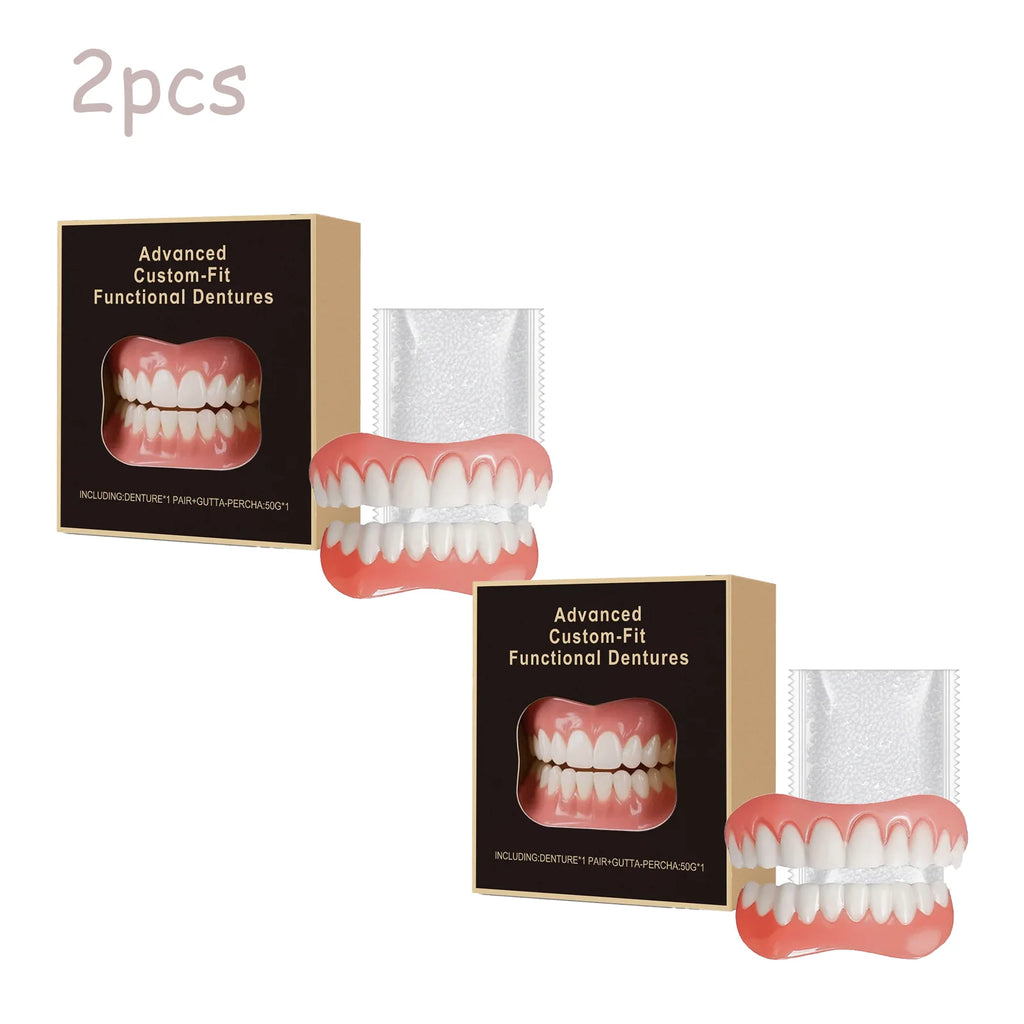 False Teeth Silicone Kit Orthodontic Fake Tooth Soft Comfortable Dentures Oral Hygiene Care Upper Lower Veneers Denture Set