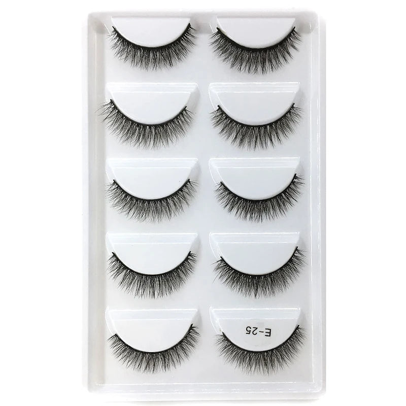 New 5Pairs Handmade 3d Mink Lashes Short False Eyelashes Cross Messy Dense Natural Eye Lashes Stage Makeup False Eyelashes E08